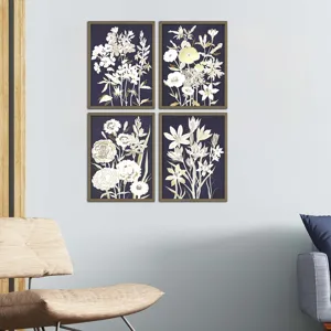Midnight Florals S/4 Framed Art