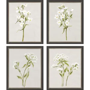 White Field Flowers S/4 Framed Art
