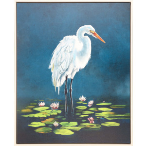 Egret in Lily Pads Canvas