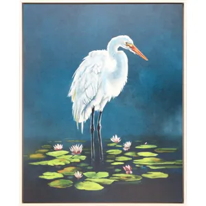 Egret in Lily Pads Canvas
