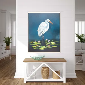 Egret in Lily Pads Canvas