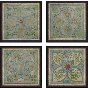Verdigris Pattern S/4 Framed Art
