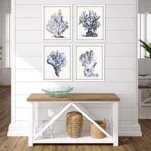 Blue Antique Coral S/4 Framed Art