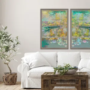 Reeds and Lilies I Framed Art