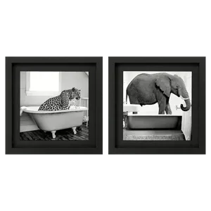Safari Bath II S/2 Framed Art