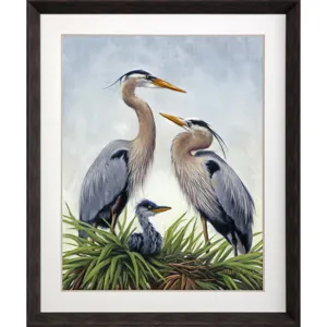 Young Heron Family Framed Art