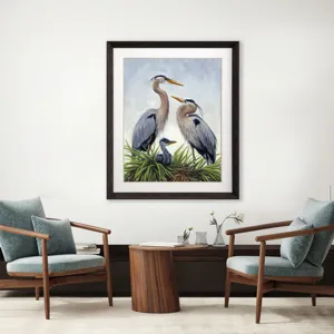 Young Heron Family Framed Art