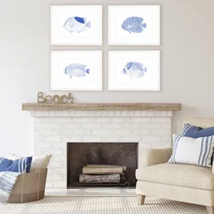 Blue Fish S/4 Framed Art