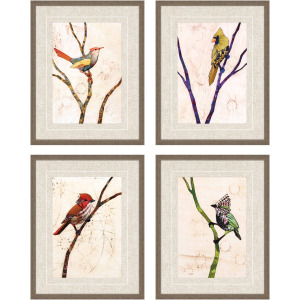 Bird Family S/4 Framed Art