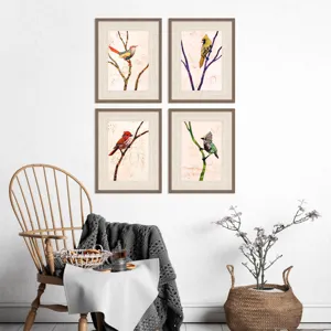Bird Family S/4 Framed Art