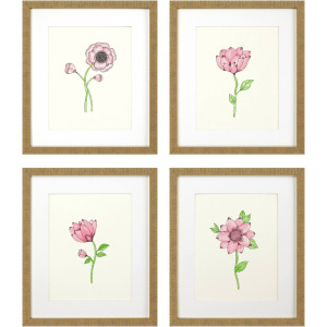 Pink Floral Pops S/4 Framed Art