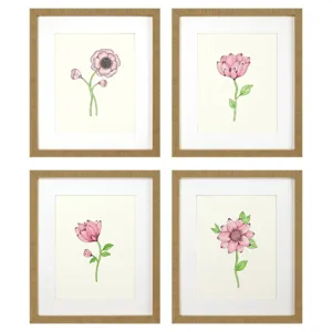 Pink Floral Pops S/4 Framed Art
