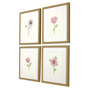 Pink Floral Pops S/4 Framed Art