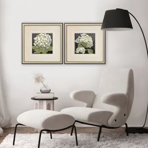 Hydrangeas on Black S/2 Framed Art
