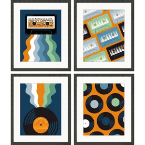 Retro Vinyl S/4 Framed Art