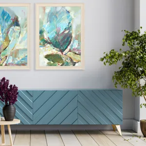 Aqua Leaf II Framed Art