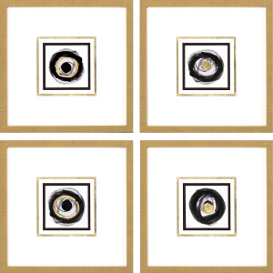 White Black Gold S/4 Framed Art