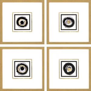 White Black Gold S/4 Framed Art