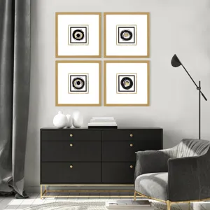 White Black Gold S/4 Framed Art