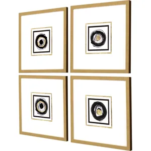 White Black Gold S/4 Framed Art