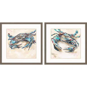 Blue and Red Crab S/2 Framed Art