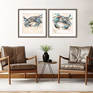 Blue and Red Crab S/2 Framed Art