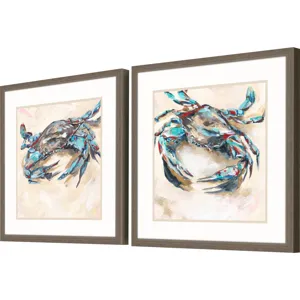 Blue and Red Crab S/2 Framed Art