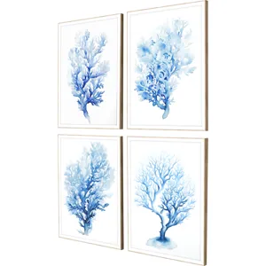 Indigo Coral S/4 Framed Art