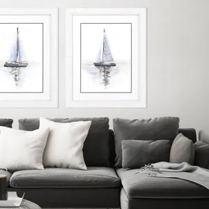 Mirrored Sailboat II Framed Art