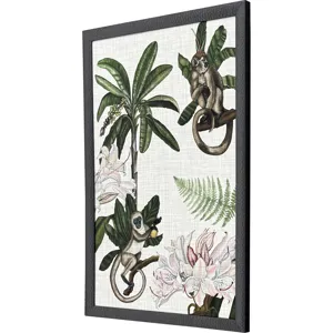 Monkey on Linen I - Framed Art