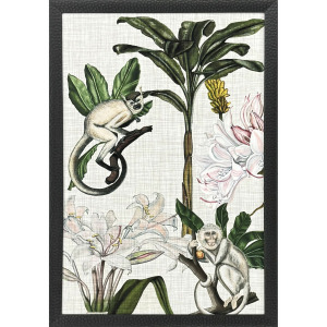 Monkey on Linen II - Framed Art