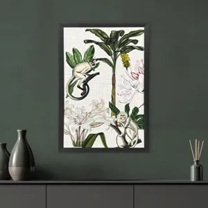 Monkey on Linen II - Framed Art