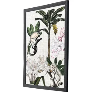 Monkey on Linen II - Framed Art
