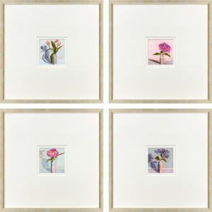 Milk Bottle Florals S/4 Framed Art