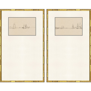 Harbor Sketch S/2 Framed Art