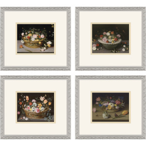 Still Life Flowers S/4 Framed Art