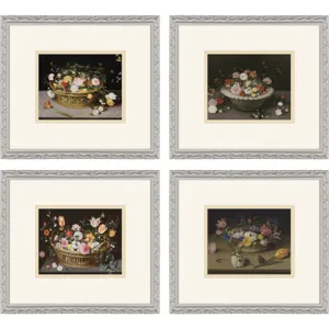 Still Life Flowers S/4 Framed Art