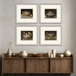 Still Life Flowers S/4 Framed Art