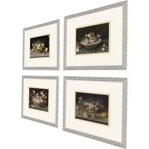 Still Life Flowers S/4 Framed Art