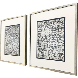 Europe Rooftops S/2 Framed Art
