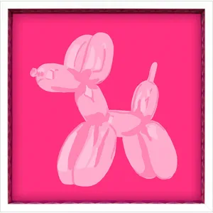 Pink Dog Balloon Framed Art