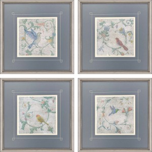 Mosaic Birds S/4 Framed Art