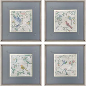 Mosaic Birds S/4 Framed Art