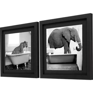 Safari Bath II S/2 Framed Art
