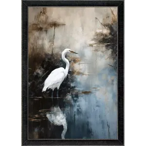 Egret in Lake Framed Art