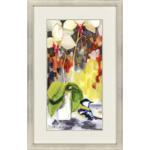 Chickadee with Orchid Framed Art