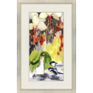 Chickadee with Orchid Framed Art