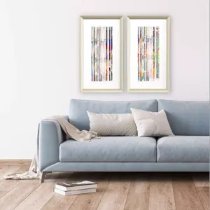 Aqua Stripes II S/2 Framed Art