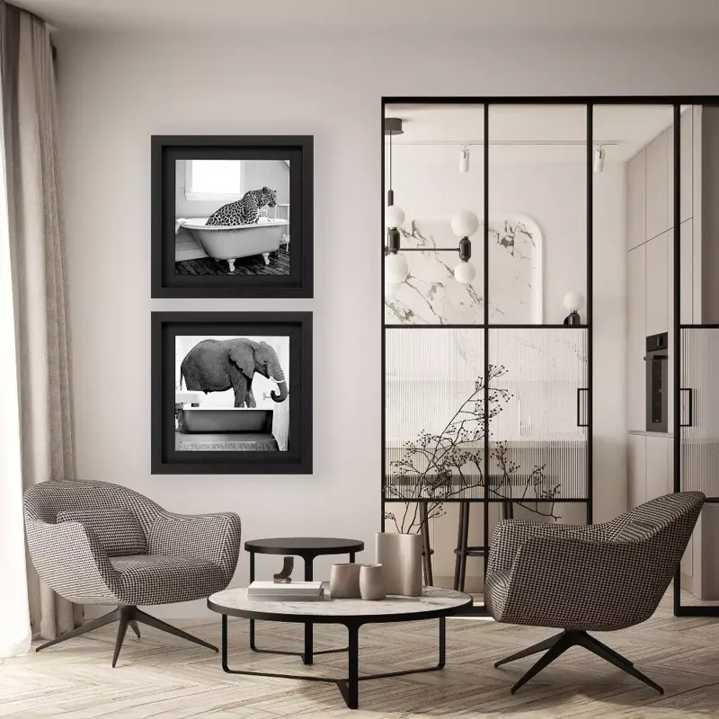 Safari Bath II S/2 Framed Art