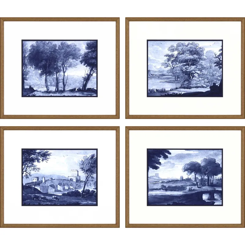 Pastoral Toile S/4 Framed Art